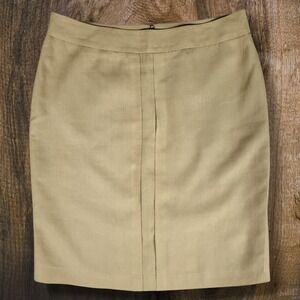 BROOKS‎ BROTHERS Pintuck Pencil Lined Skirt Linen Women's Size 14 - Beige